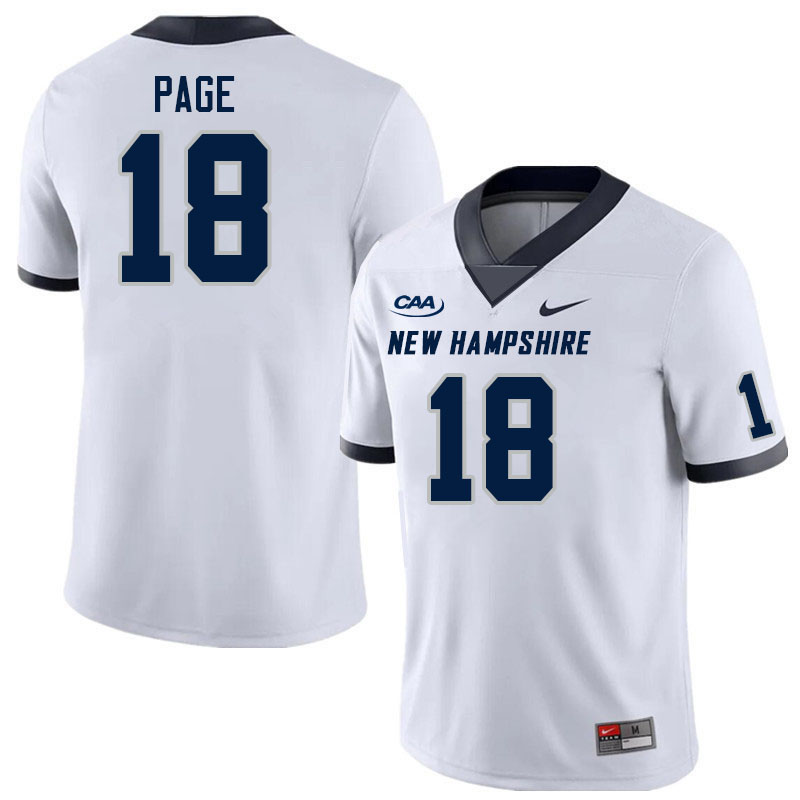 New Hampshire Wildcats #18 Wakeem Page College Football Jerseys Stitched Sale-White
